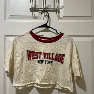 Garage Cream & Red Crop T-Shirt